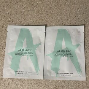 ACEOLOGY' HYALURONIC ACID INTENSIVE REPAIRING BIODEGRADABLE MASKS | Set of 2 NEW
